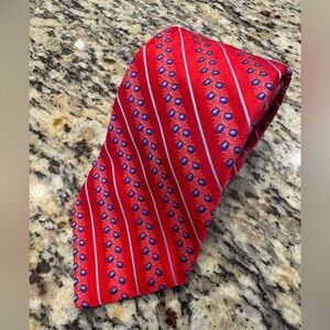 Ted Baker Red Men's Silk Tie with Blue Dot Pattern